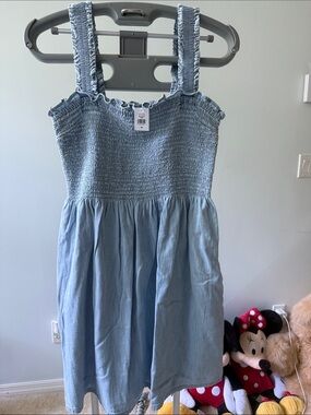 Brand new!!GAP size M Light Blue Smocked DenimSundress 61% polyester 39% spandex